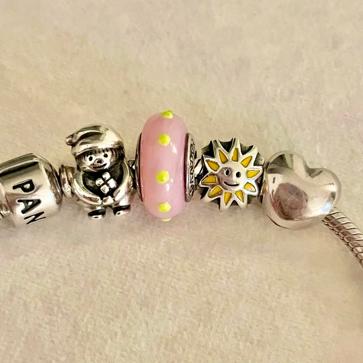 パンドラ ピンク系 18センチ ブレスレットチャームセット パンドラ